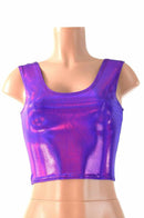 Purple Holographic Crop Tank Top - Coquetry Clothing