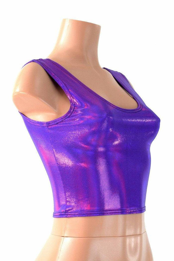 Purple Holographic Crop Tank Top - Coquetry Clothing