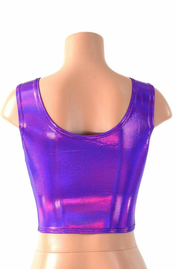 Purple Holographic Crop Tank Top - 4