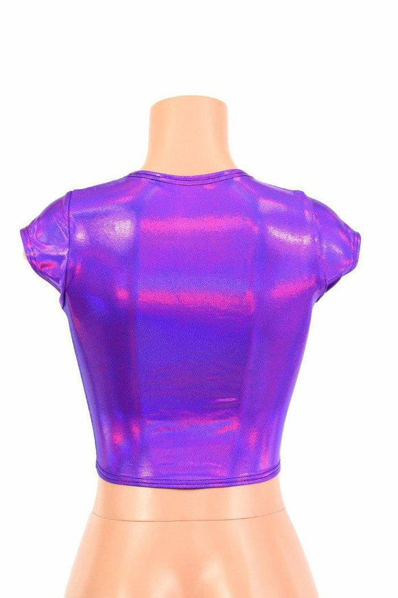 Purple Holographic Crop Top - Coquetry Clothing