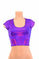 Purple Holographic Crop Top - Coquetry Clothing