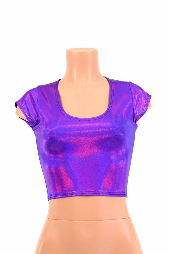 Purple Holographic Crop Top - Coquetry Clothing
