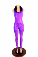 Purple Holographic Hooded Catsuit - Coquetry Clothing