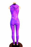 Purple Holographic Hooded Catsuit - Coquetry Clothing
