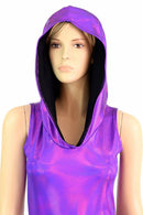 Purple Holographic Hooded Catsuit - Coquetry Clothing