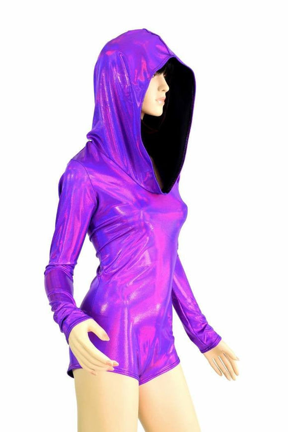 Purple Long Sleeve Hoodie Romper - Coquetry Clothing