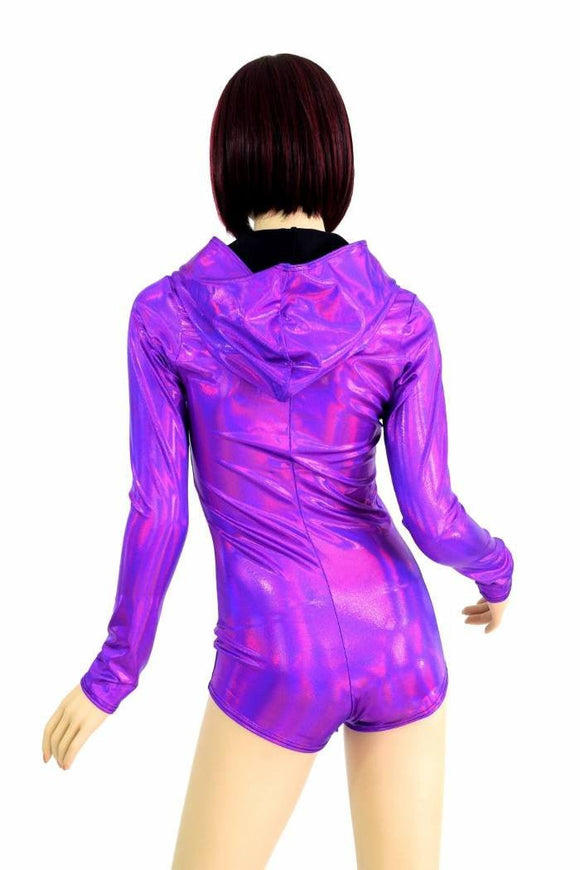Purple Long Sleeve Hoodie Romper - Coquetry Clothing