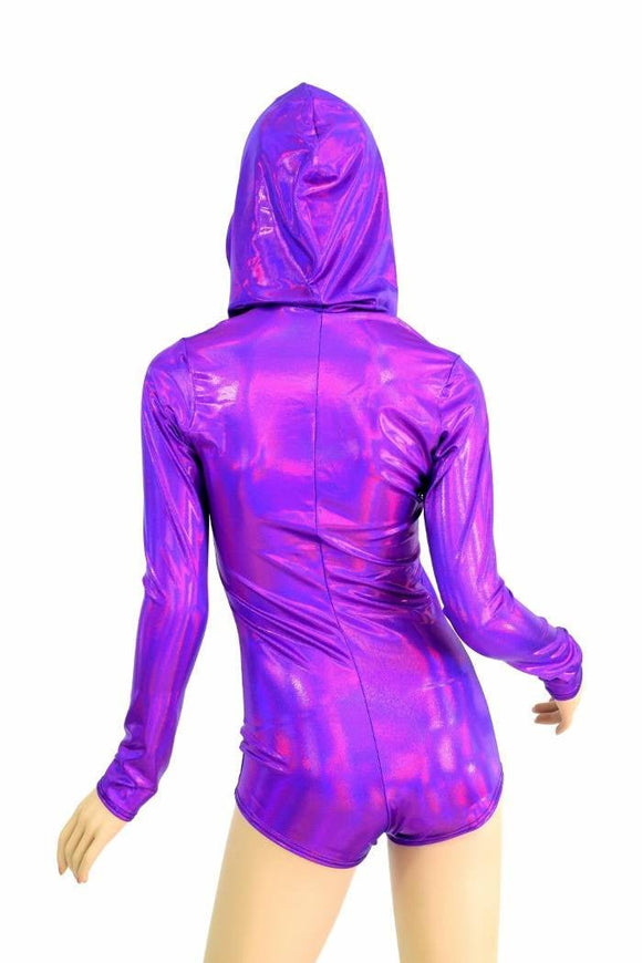 Purple Long Sleeve Hoodie Romper - Coquetry Clothing
