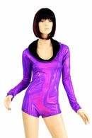 Purple Long Sleeve Hoodie Romper - Coquetry Clothing