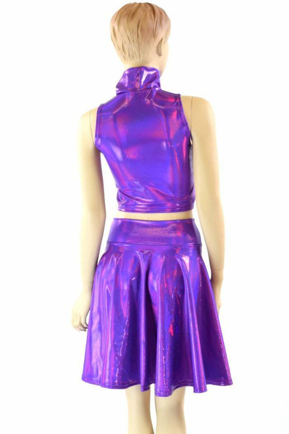 Purple Turtleneck Crop & Skirt - Coquetry Clothing