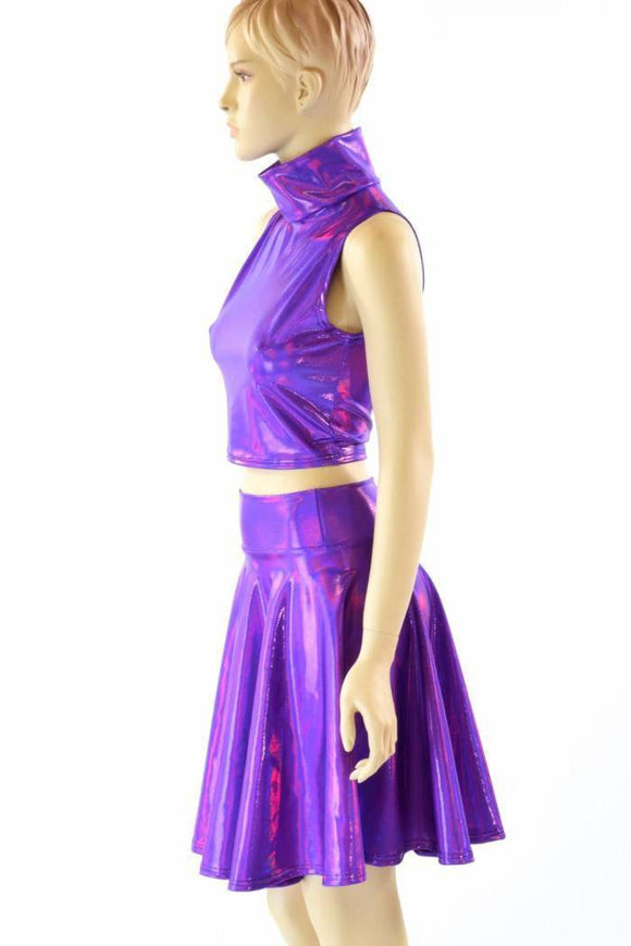 Purple Turtleneck Crop & Skirt - Coquetry Clothing