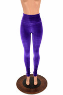 Purple Velvet High Waist Leggings - 2