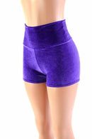 Purple Velvet High Waist Shorts - Coquetry Clothing