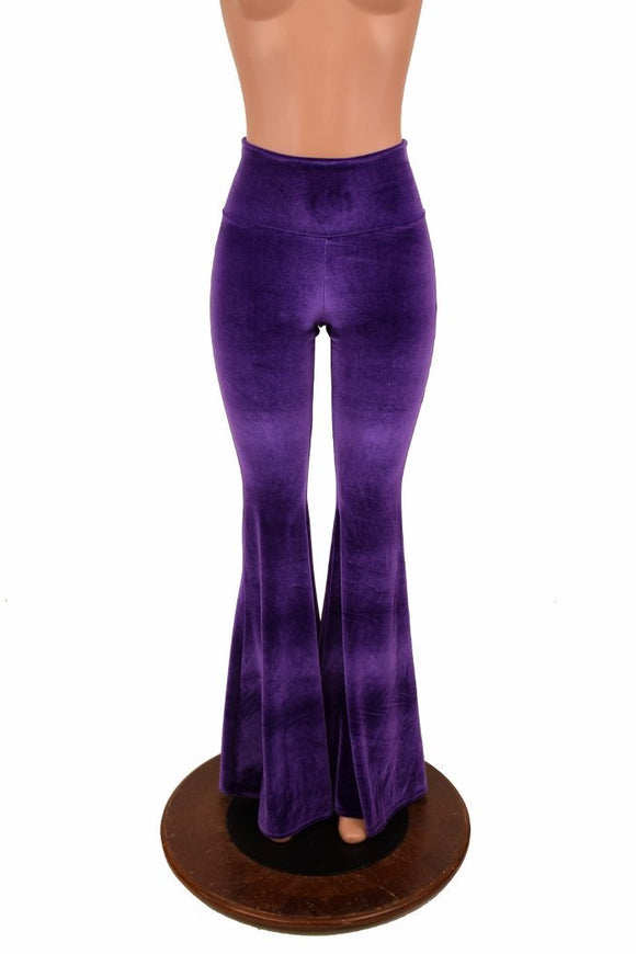 Purple Velvet High Waist Solar Flares - Coquetry Clothing