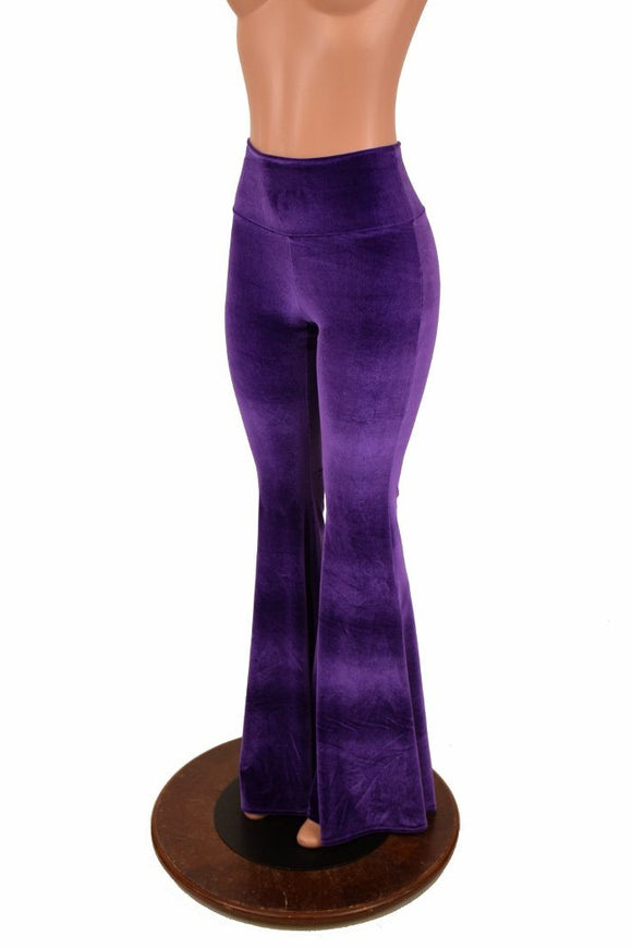 Purple Velvet High Waist Solar Flares - Coquetry Clothing