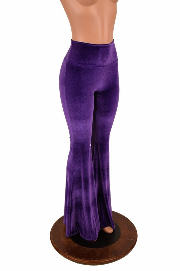 Purple Velvet High Waist Solar Flares - Coquetry Clothing