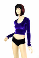 Purple Velvet Long Sleeve Crop - 5