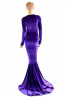 Purple Velvet Puddle Train Gown - Coquetry Clothing