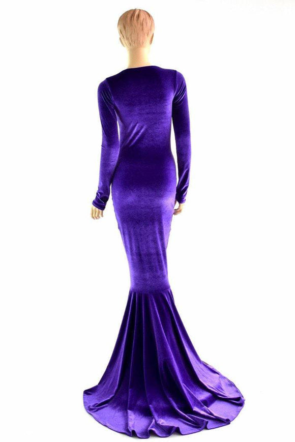 Purple Velvet Puddle Train Gown - Coquetry Clothing