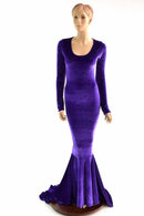 Purple Velvet Puddle Train Gown - Coquetry Clothing