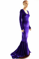 Purple Velvet Puddle Train Gown - Coquetry Clothing