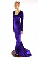 Purple Velvet Puddle Train Gown - Coquetry Clothing