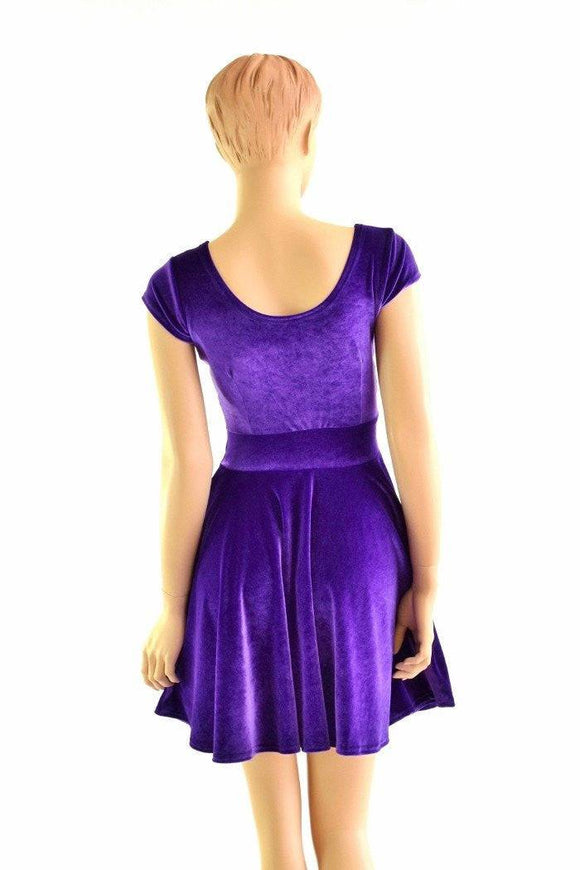 Purple Velvet Skater Dress - Coquetry Clothing