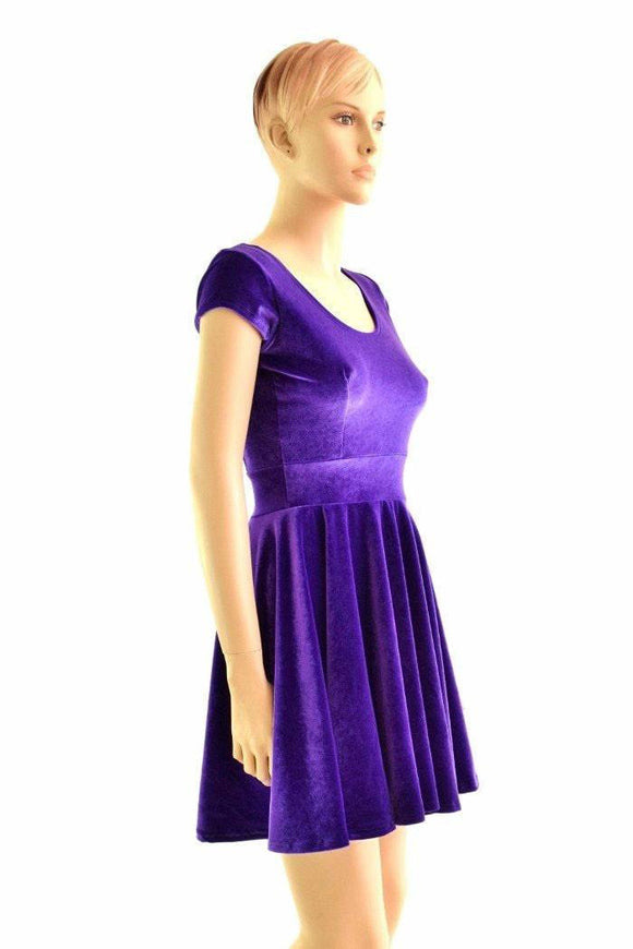 Purple Velvet Skater Dress - Coquetry Clothing