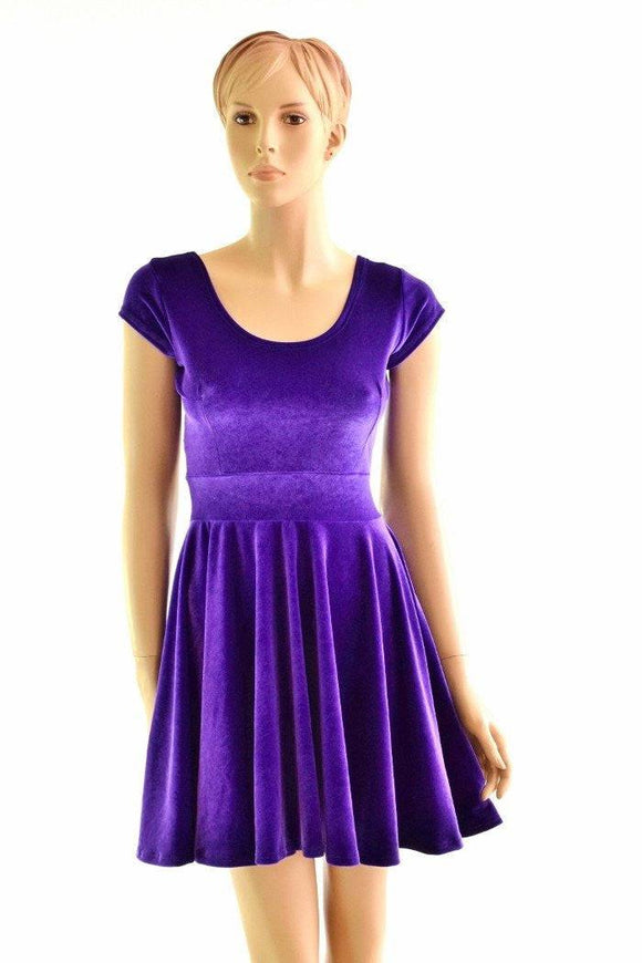 Purple Velvet Skater Dress - Coquetry Clothing