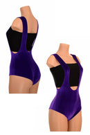 Purple Velvet Suspender Romper - Coquetry Clothing
