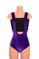 Purple Velvet Suspender Romper - Coquetry Clothing