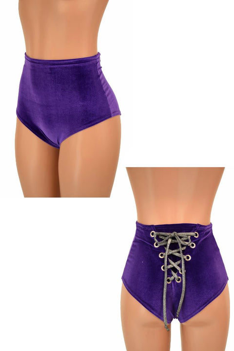 Purple Back Lace Up Siren Shorts - Coquetry Clothing