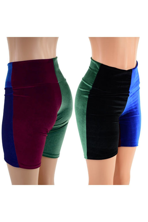 Color Blocked Velvet Bike Shorts -Four Colors - Coquetry Clothing