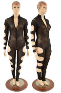 Quad Cutout Catsuit in Black Mesh - 1