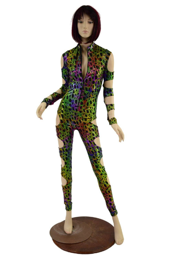 Quad Cutout Catsuit in Poisonous - 2