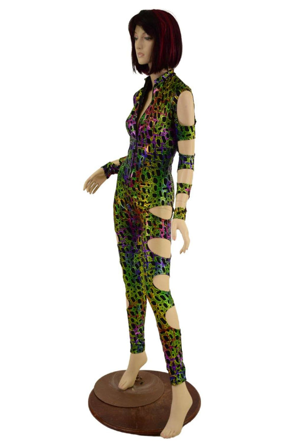 Quad Cutout Catsuit in Poisonous - 3