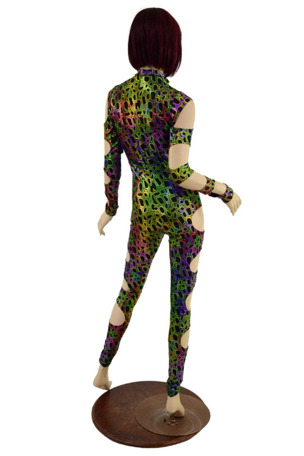 Quad Cutout Catsuit in Poisonous - 4