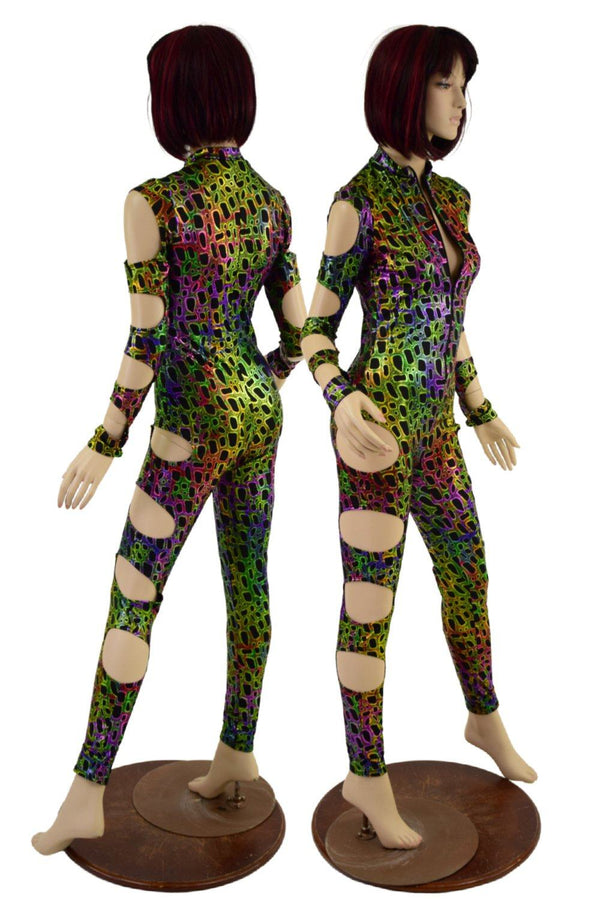 Quad Cutout Catsuit in Poisonous - 1