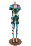 Quad Cutout Leggings and Nirvana Top Set in Scarab - Coquetry Clothing