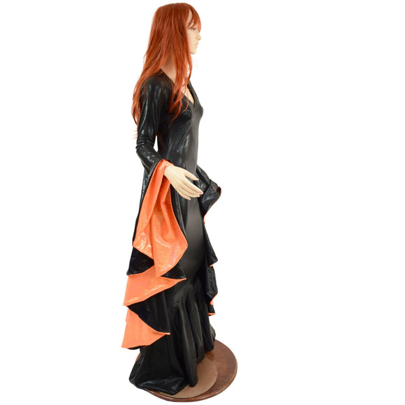 Queen of Halloween Gown with V Neckline & Sorceress Sleeves - Coquetry Clothing