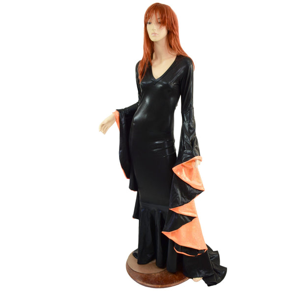 Queen of Halloween Gown with V Neckline & Sorceress Sleeves - 5