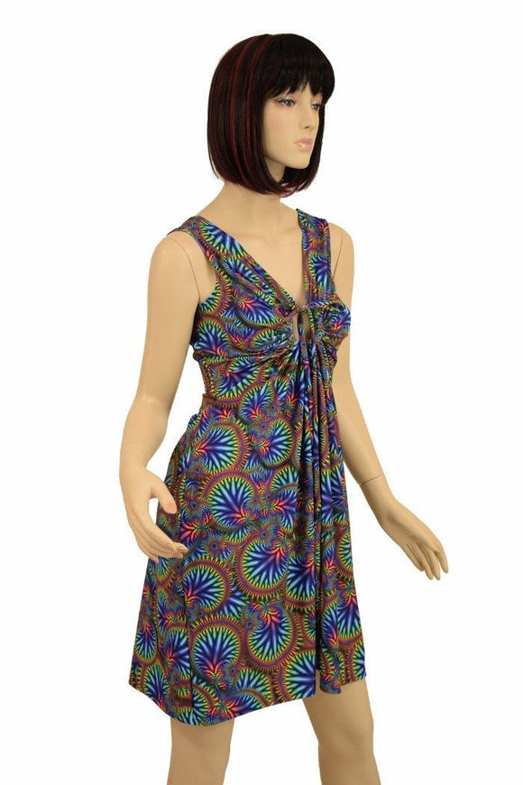 Radioactive A - line Drawstring Keyhole Dress - Coquetry Clothing