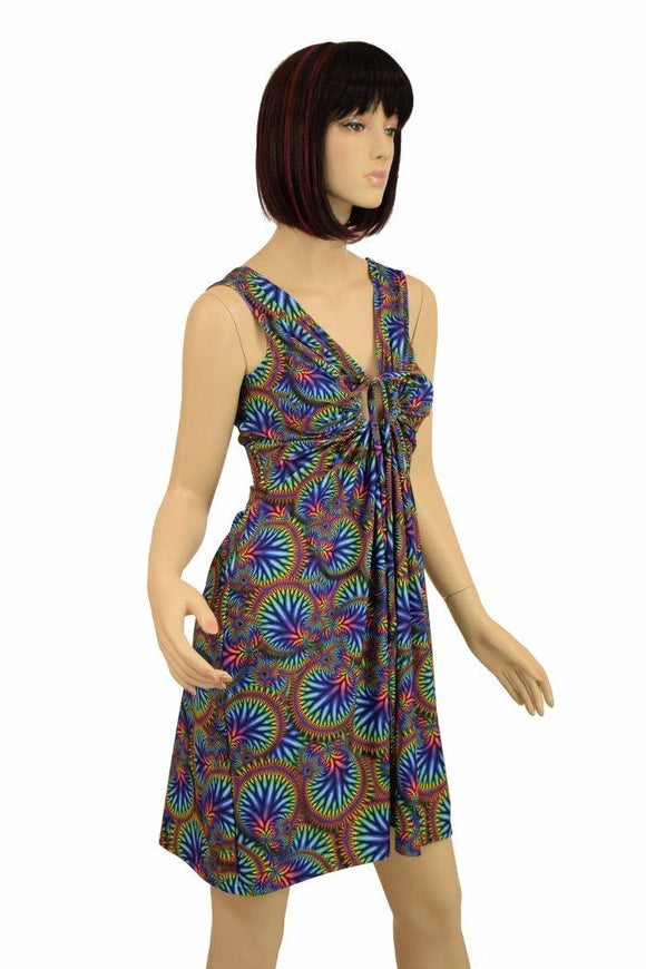 Radioactive A - line Drawstring Keyhole Dress - Coquetry Clothing