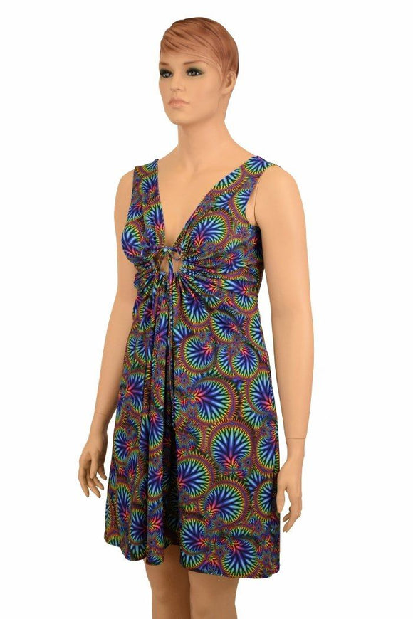 Radioactive A - line Drawstring Keyhole Dress - Coquetry Clothing