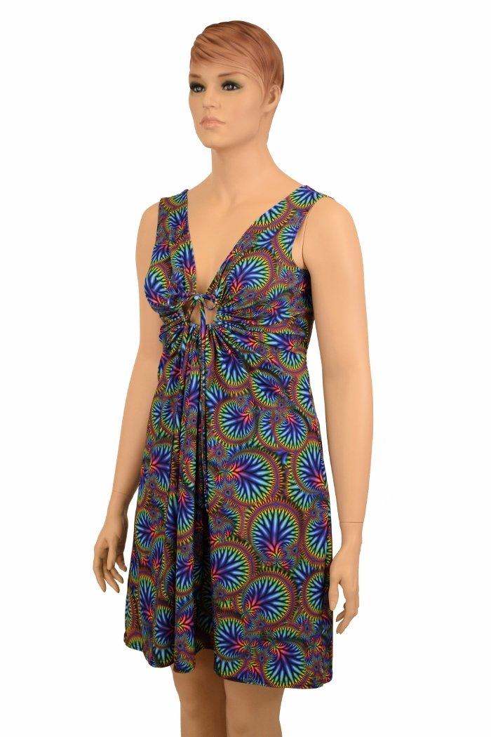 Radioactive A-line Drawstring Keyhole Dress - Coquetry Clothing