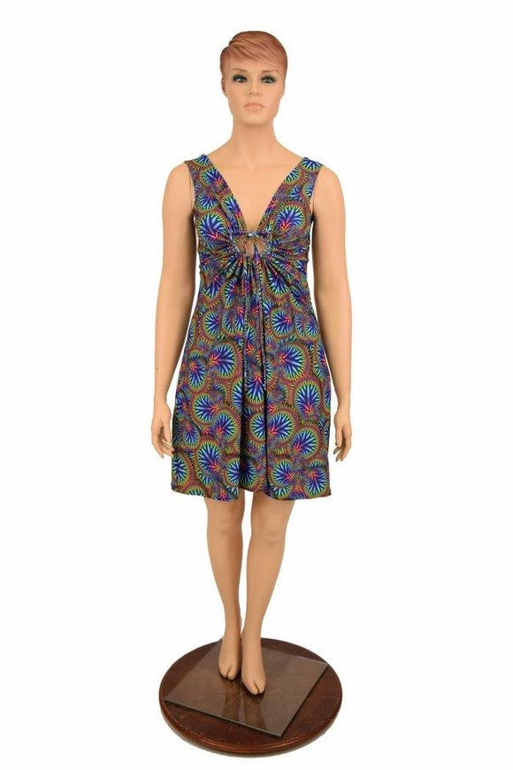 Radioactive A - line Drawstring Keyhole Dress - Coquetry Clothing
