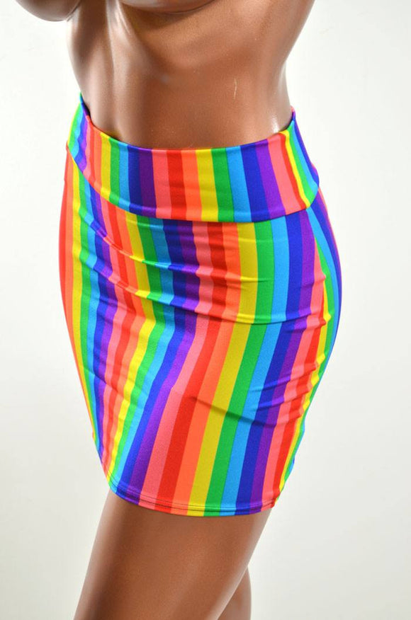 Rainbow Bodycon Skirt - Coquetry Clothing