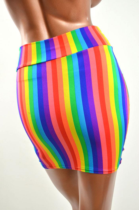 Rainbow Bodycon Skirt - Coquetry Clothing
