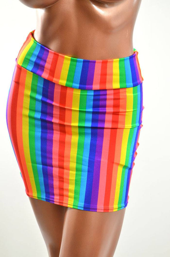 Rainbow Bodycon Skirt - Coquetry Clothing