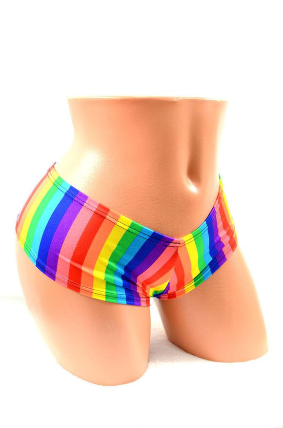 Ready to Ship Rainbow Cheeky Booty Shorts Medium - Coquetry Clothing
